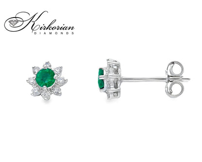 Обеци от бяло злато 18k със смарагди 0.26ct и диаманти 0.16ct – модел S262366SB