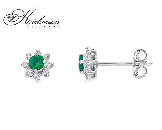 Обеци от бяло злато 18k със смарагди 0.26ct и диаманти 0.16ct – модел S262366SB