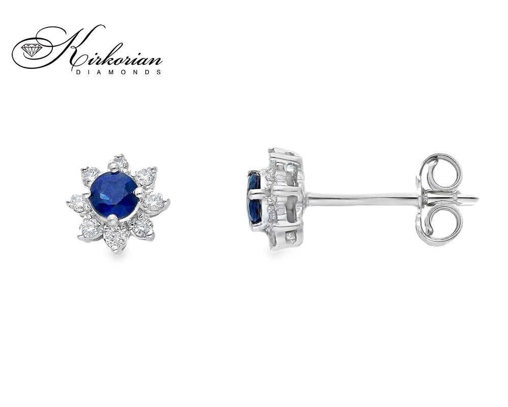Обеци от бяло злато 18k със сапфири 0.34ct и диаманти 0.16ct – модел S262366ZB
