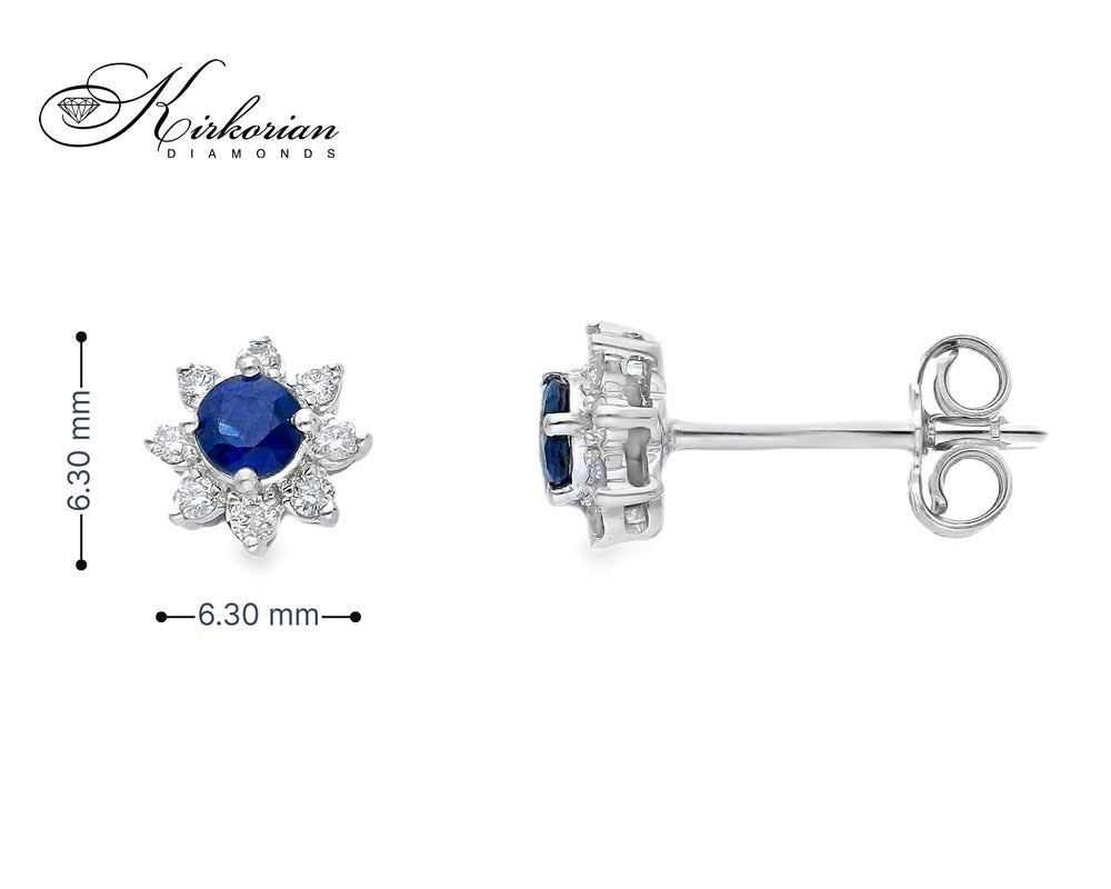 Обеци от бяло злато 18k със сапфири 0.34ct и диаманти 0.16ct – модел S262366ZB