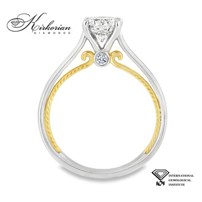 Годежен пръстен от бяло и жълто злато 18k с диамант 0.71ct и IGI сертификат – модел T107