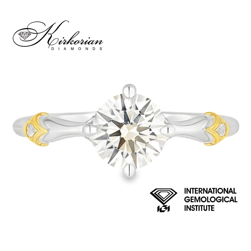 Годежен пръстен от бяло и жълто злато 18K с диамант 1.07ct IGI | Общ карат 1.19ct | Размер 53 | Топ цена
