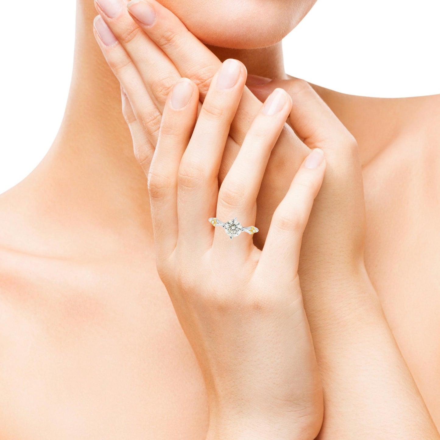 Годежен пръстен от бяло и жълто злато 18K с диамант 1.07ct IGI | Общ карат 1.19ct | Размер 53 | Топ цена