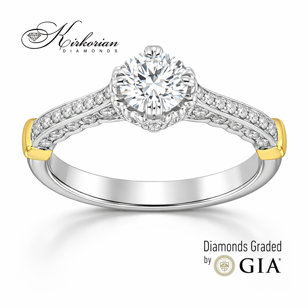 годежен пръстен с диамант 0.40 ct D VVS2 GIA от бяло злато 18K модел T112