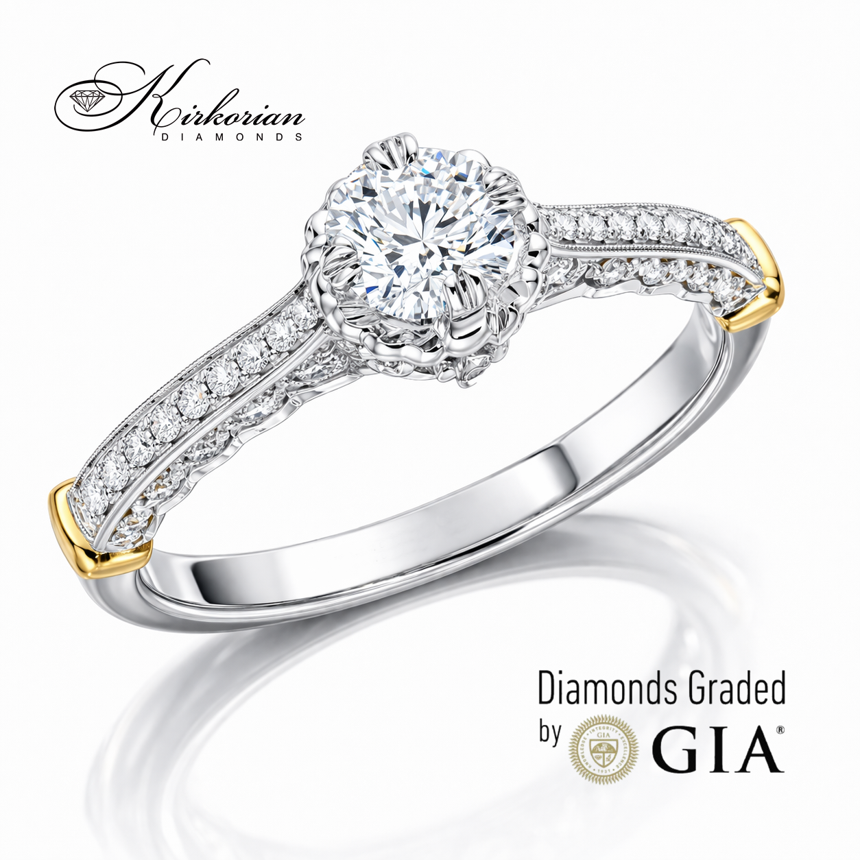 луксозен диамантен годежен пръстен 0.65 ct с централен диамант 0.40 ct