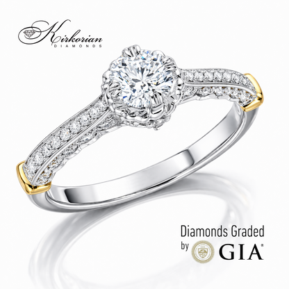 луксозен диамантен годежен пръстен 0.65 ct с централен диамант 0.40 ct