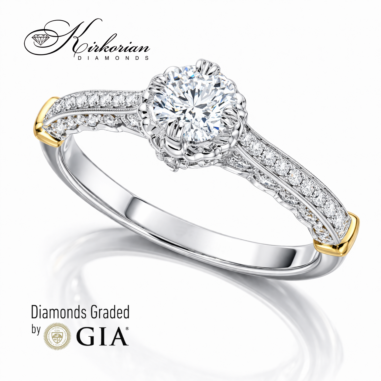 профил на годежен пръстен с диаманти 0.65 ct от бяло злато 18K