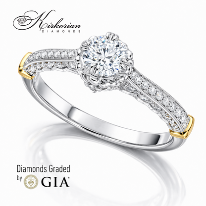 профил на годежен пръстен с диаманти 0.65 ct от бяло злато 18K