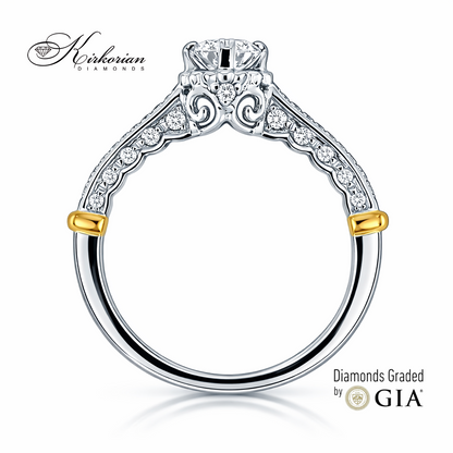 годежен пръстен с GIA диамант 0.40 ct и странични диаманти 0.25 ct