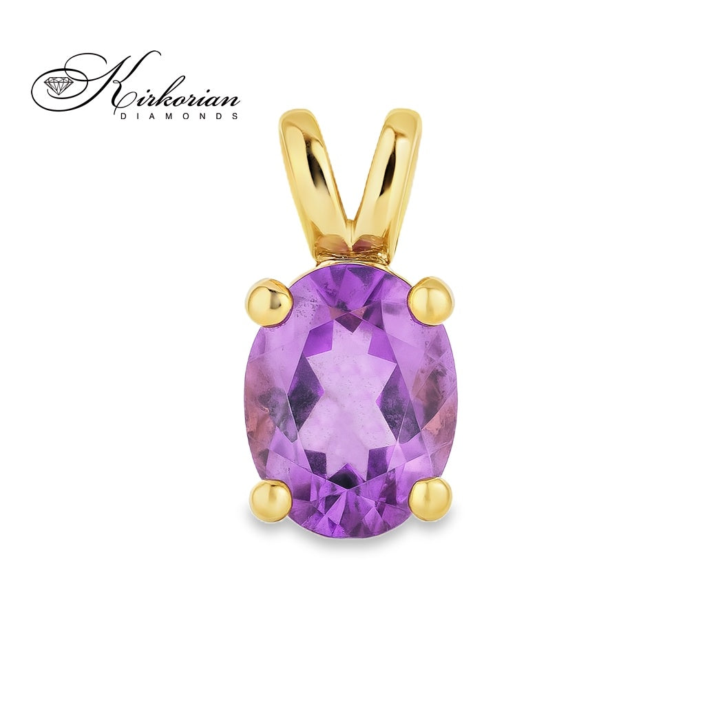 Висулка VS02AM от жълто злато 14К с аметист 0.74 ct – Подходяща за зодия Риби