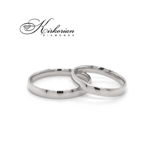 Класически венчални халки от бяло злато 14k – 3 мм, комплект WRD041