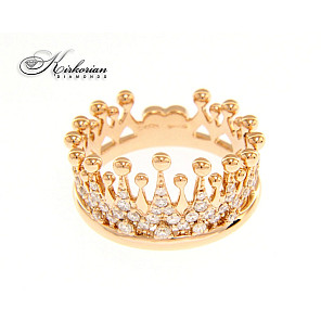 Пръстен корона розово злато 18k диаманти 0.68ct  код:S233179  