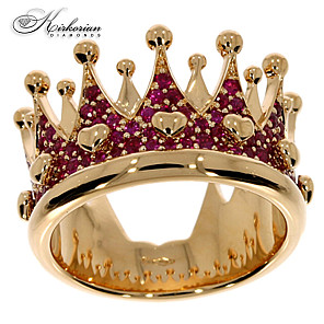 Пръстен корона розово злато 18k рубин 1.33ct  код:S247086 