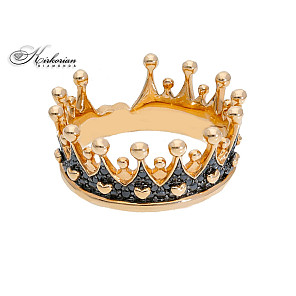 Пръстен корона розово злато 18k черни диаманти 0.76ct  код:S247090    