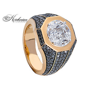 Мъжки пръстен розово злато 18k черни и бели диаманти 2.72ct код:S247267       