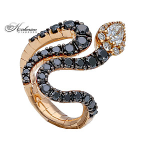 Пръстен змия бутик розово злато 18к черни диаманти1.48ct  диаманти 0.62ct код:S257786 