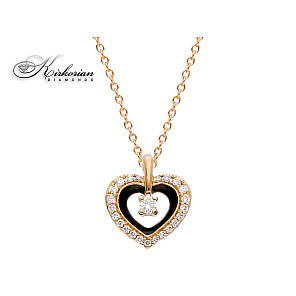 Колие сърце розово злато 18к с диаманти 0.13 карата код:S265974  