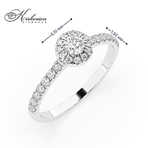 Годежен пръстен от бяло злато 18К с диамант 0.48 ct KD, код 101-1009537