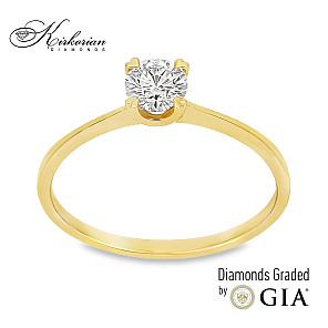 Годежен пръстен от жълто злато 14k с диамант 0.40ct GIA F/VS2 K334B