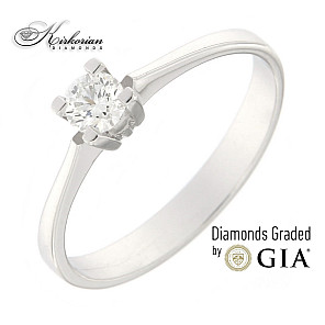 Класически годежен пръстен бяло злато 14к. диамант 0.25 карата с GIA сертификат код:491A