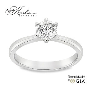 Годежен пръстен с диамант 0.70ct D/VS2 GIA – класика в бяло злато 14k