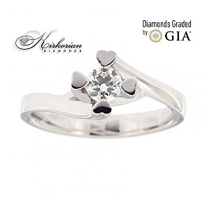 Годежен пръстен бяло злато 14к. с диамант 0.30 карата GIA сертификат код:K590