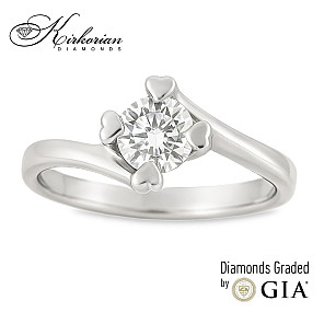Елегантен годежен пръстен от бяло злато 14k с диамант 0.40ct GIA – модел K593A