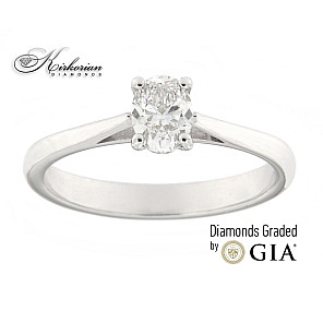 Годежен пръстен бяло злато 14к. диамант 0.50 карата GIA сертификат код:612