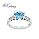 Годежен пръстен от бяло злато 14К с нежен син топаз 1.45 ct и диаманти 0.09 ct – модел с елегантна линия, код: K405