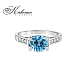 Годежен пръстен от бяло злато 14К с нежен син топаз 1.45 ct и диаманти 0.09 ct – модел с елегантна линия, код: K405