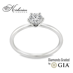 Класически годежен пръстен K623 – Бяло злато 14k с диамант 0.50ct GIA
