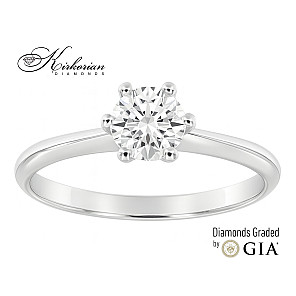 Годежен пръстен от бяло злато 14К с диамант GIA 0.70 ct – класически солитър от Kirkorian Diamonds