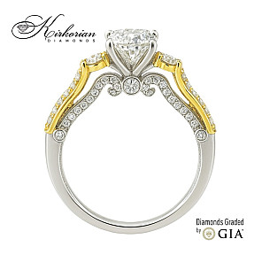 Годежен пръстен от бяло и жълто злато 18k с диаманти 1.44ct и GIA сертификат K628