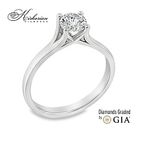 Класически годежен пръстен от бяло злато 18k с диамант 0.50ct E/VVS2 GIA – код K630