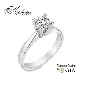 Елегантен годежен пръстен от бяло злато 18k с диамант 0.50ct E/VS2 GIA – код K649