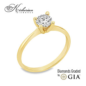 Изискан годежен пръстен от жълто злато 14k с диамант 0.50ct H VS1 IGI – модел K654B 