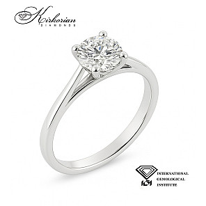 Класически годежен пръстен от бяло злато с диамант 1.00ct IGI KD673