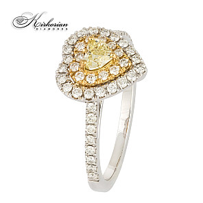 Пръстен бяло  жълто злато 18к.  диаманти 0.73 карата код:IT17
