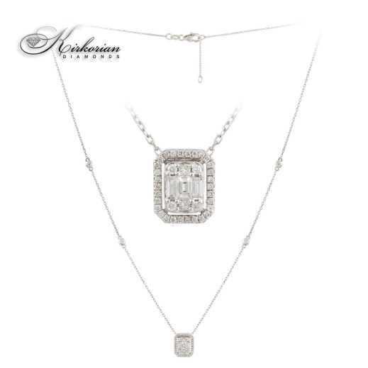 Колие от бяло злато 18k с диаманти 0.42ct – модел IT34 с багет и кръгли диаманти