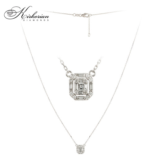 Колие от бяло злато 18k с диаманти 0.27ct – елегантен модел IT40 с кръгли и багет диаманти Колие от бяло злато 18k с диаманти 0.27ct – елегантен модел IT40 с кръгли и багет диаманти