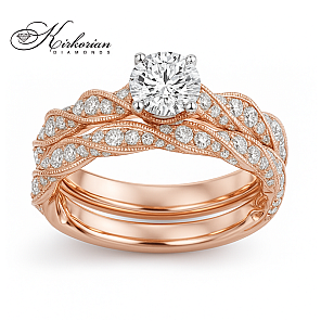 Уникален годежен пръстен от розово злато 14k с диаманти 1.625ct – модел K429