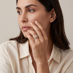 Уникален годежен пръстен от розово злато 14k с диаманти 1.625ct – модел K429