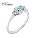 Годежен пръстен от бяло злато 14К със син топаз и диаманти 0.06 ct – код K454
