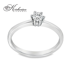 Годежен пръстен от бяло злато 14К с диамант 0.18 ct VS2 F – K475