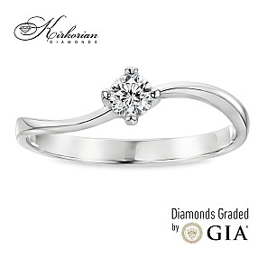 Годежен пръстен от бяло злато 14К с диамант 0.25 ct GIA сертификат – Перфектно съотношение цена-качество | Kirkorian Diamonds