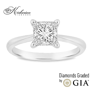 Годежен пръстен от бяло злато с диамант принцес 1.00ct GIA