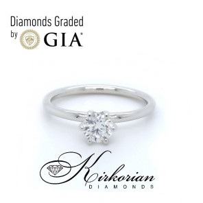 Класически годежен пръстен бяло злато 14к. GIA сертификат диаманти 0.50 карата код:K623
