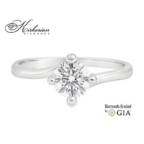 Уникален годежен пръстен от бяло злато 18k с диамант 0.80ct GIA – модел K650
