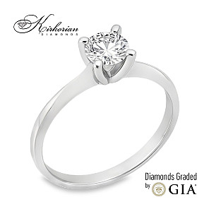 Изискан годежен пръстен от бяло злато 18k с диамант 0.50ct E/VS2 GIA – код K654