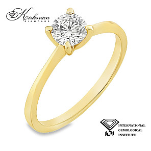 Изискан годежен пръстен от жълто злато 14k с диамант 0.50ct H VS1 IGI – модел K654B 